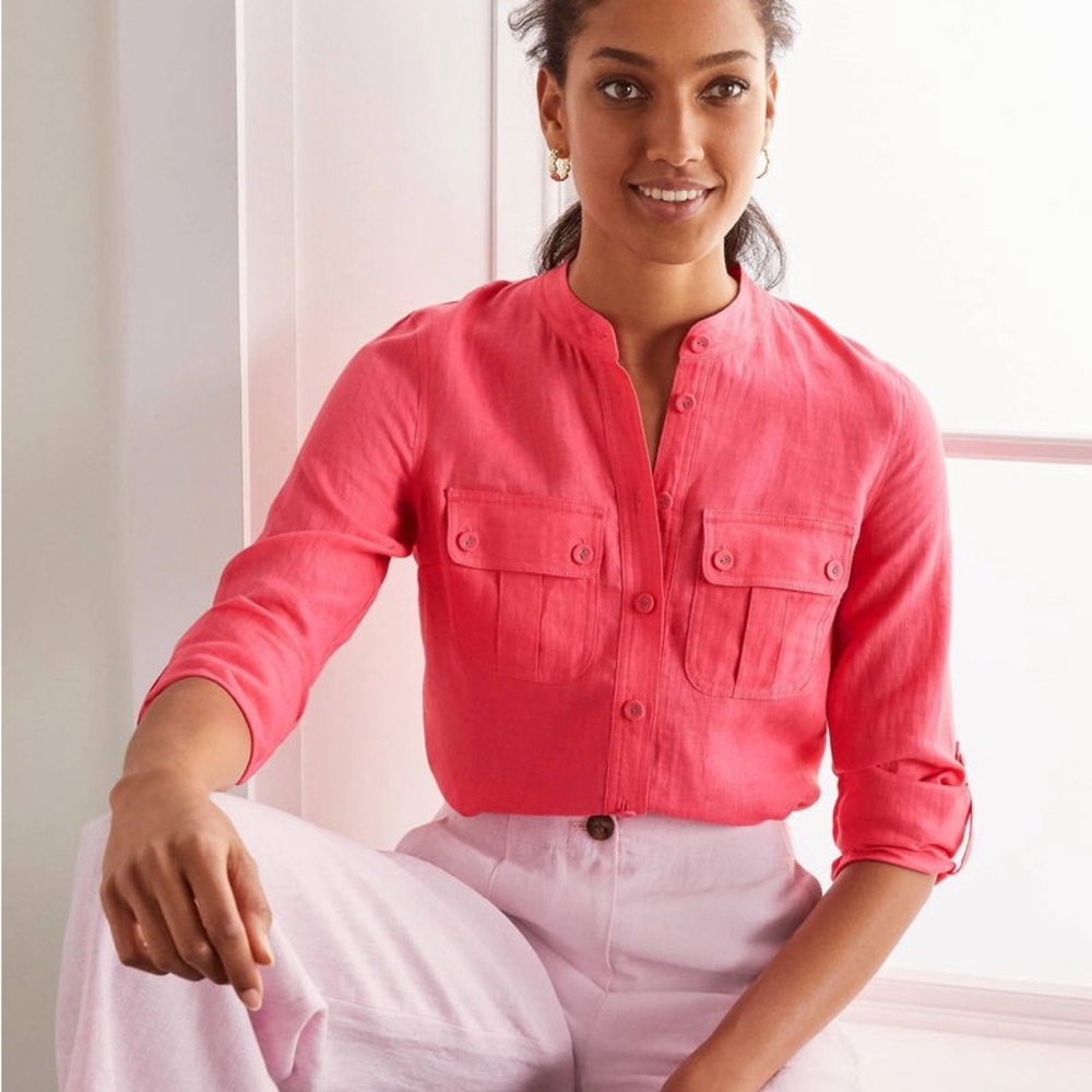 Boden Coral Button-Up Blouse